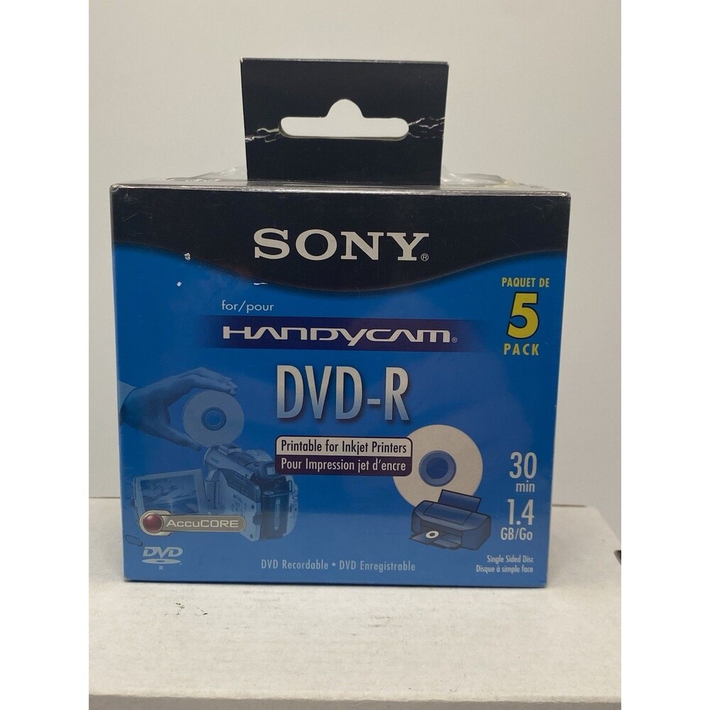 Sony Handyman DVD-R 5 Pack Recordable Single Sided Disc Sealed In Box